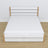 Doppelbett mit Schublade aus Holz weiß mit Eiche – Schrägansicht, Scandi-Schlafzimmer