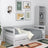 Sofa-lit gris z tiroir na matelas – en bois, Nizio Home