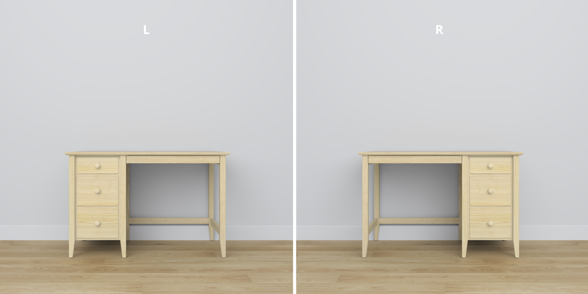 Desk 3S pine clear pine in office – Scandinavian arrangement, Nizio