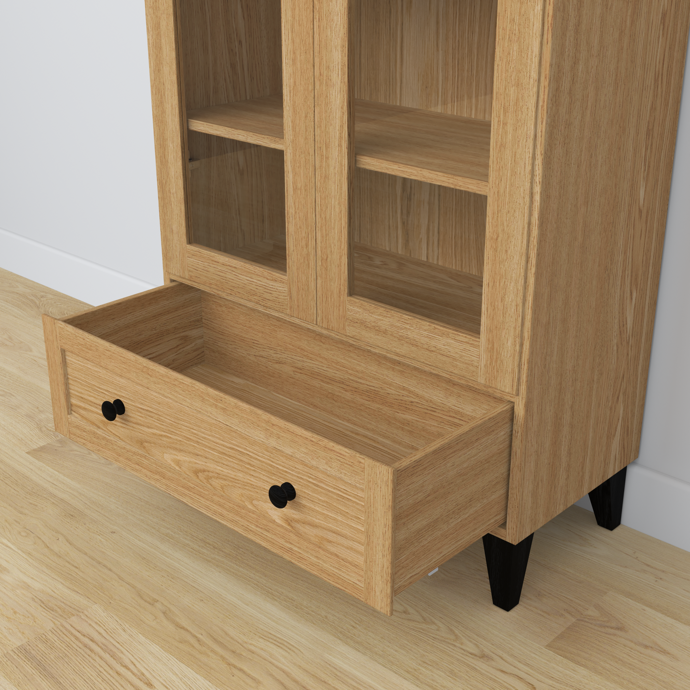 Vetrina in rovere 1C 90 Scandi rovere naturale / nero