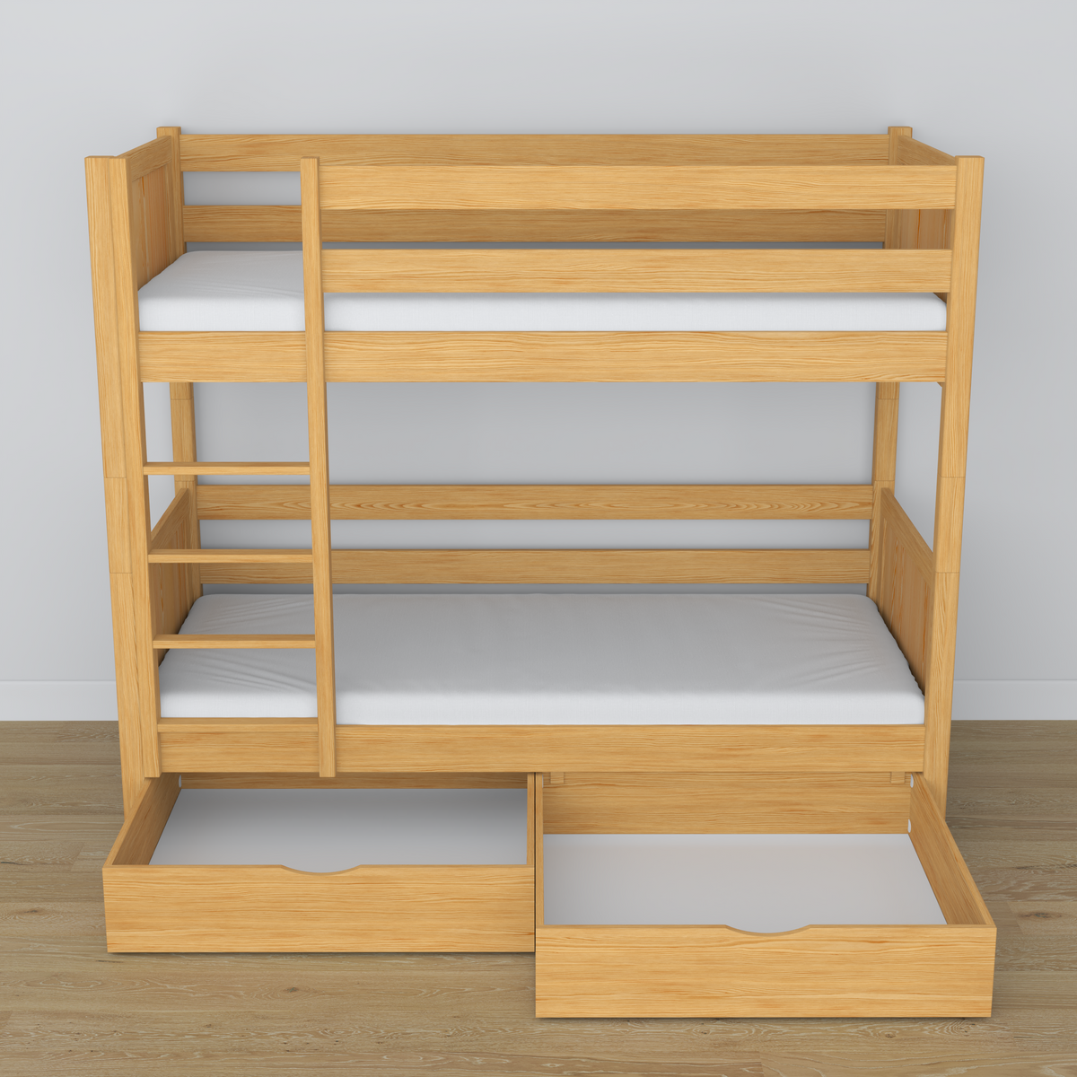 Etagenbett Kiefer natur – Holzlattenrost, Seitenansicht