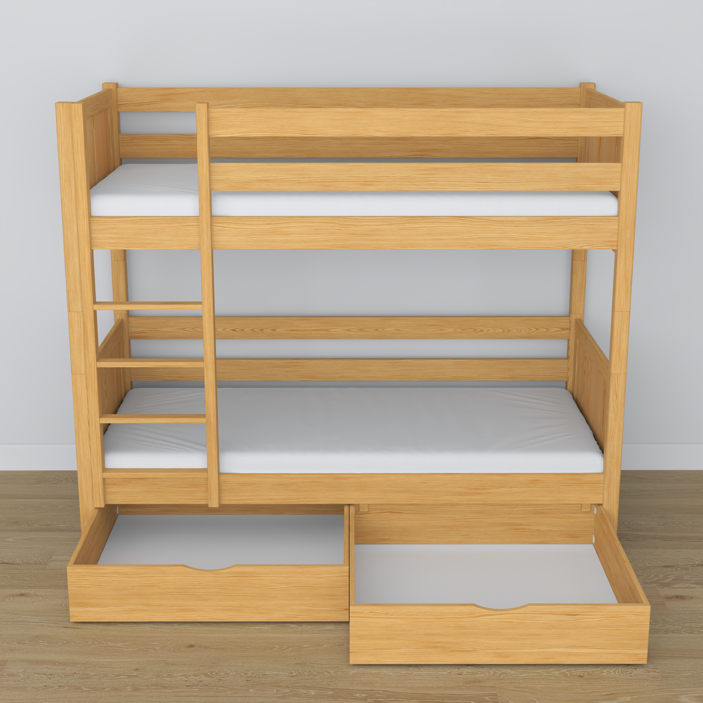 Etagenbett Kiefer natur – Holzlattenrost, Seitenansicht