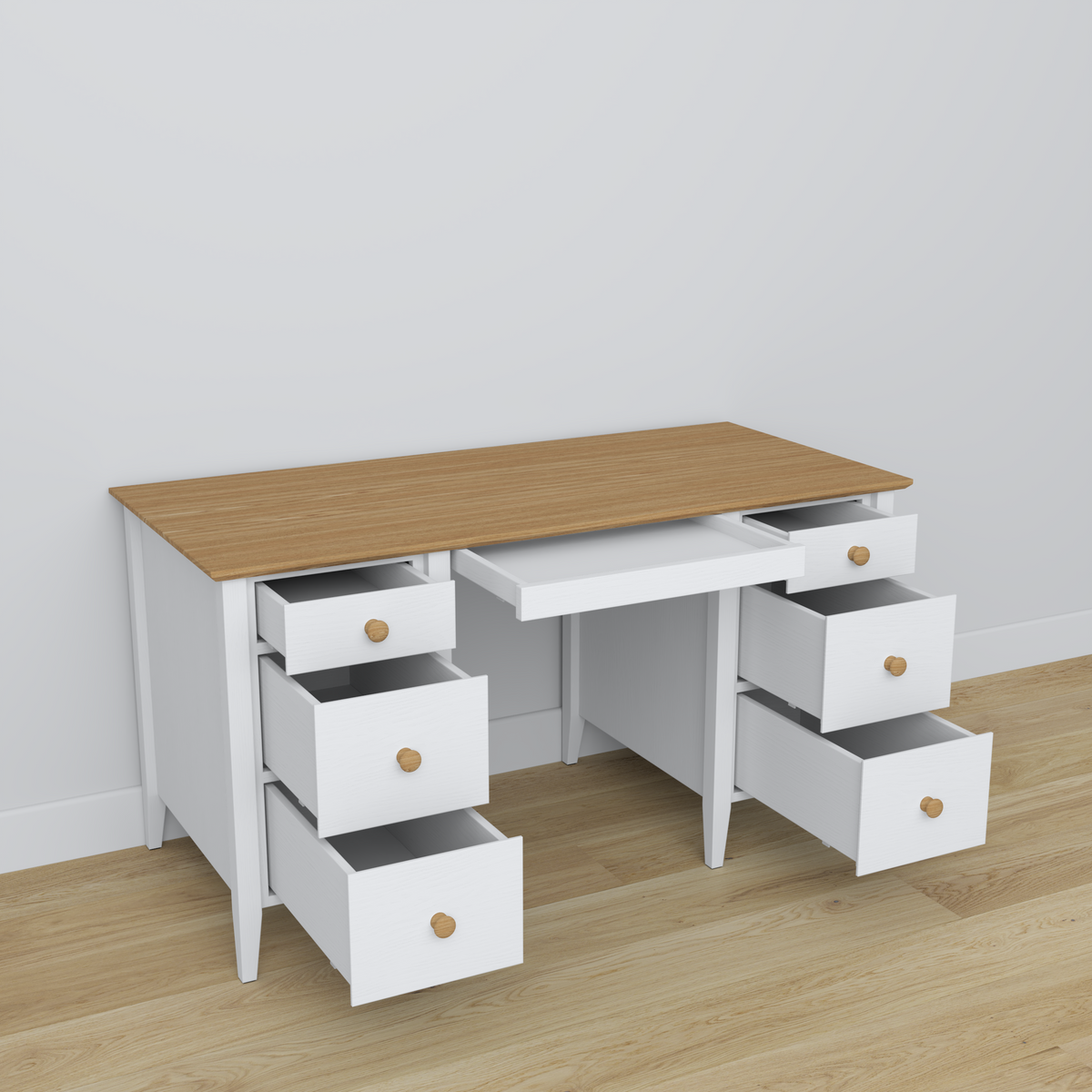 Scrivania in legno 6S Scandi bianco / rovere naturale