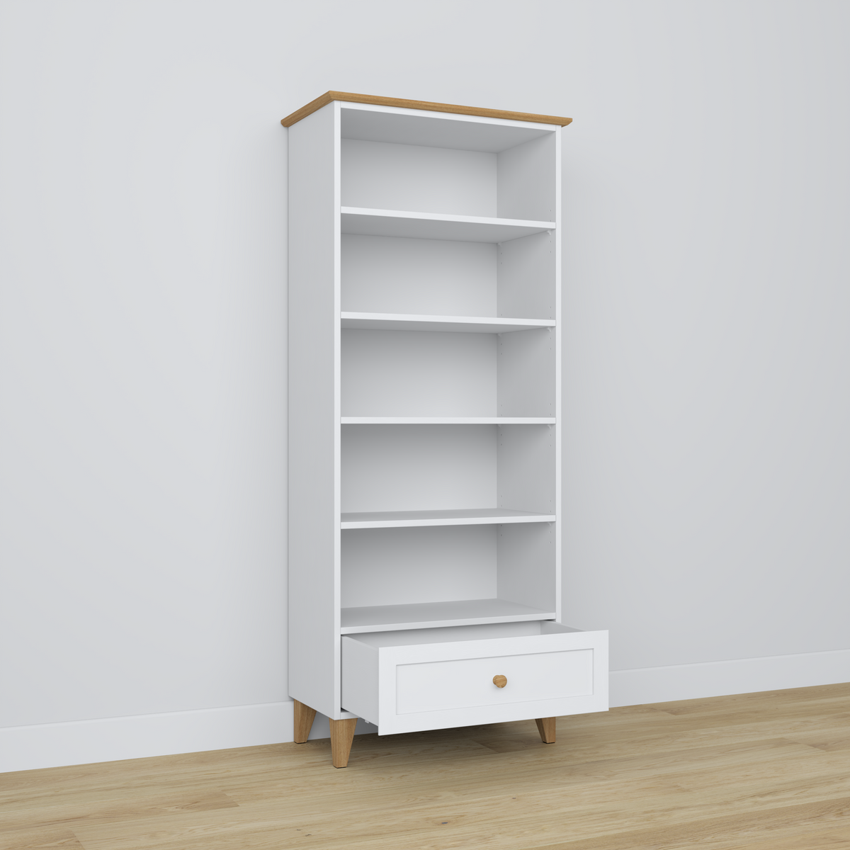 Scaffale in legno 1S 80 Scandi bianco / rovere naturale