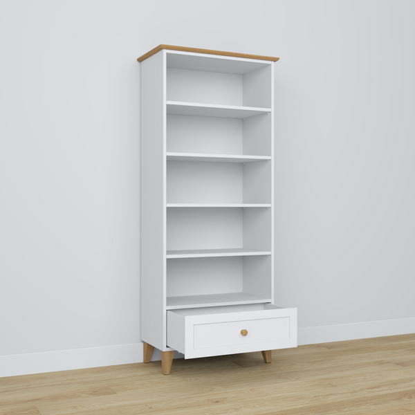 Étagère 1S 80 Scandi en bois blanc / chêne naturel