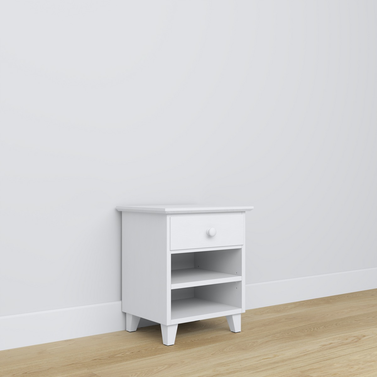 Comodino in legno 1S N02 Scandi bianco