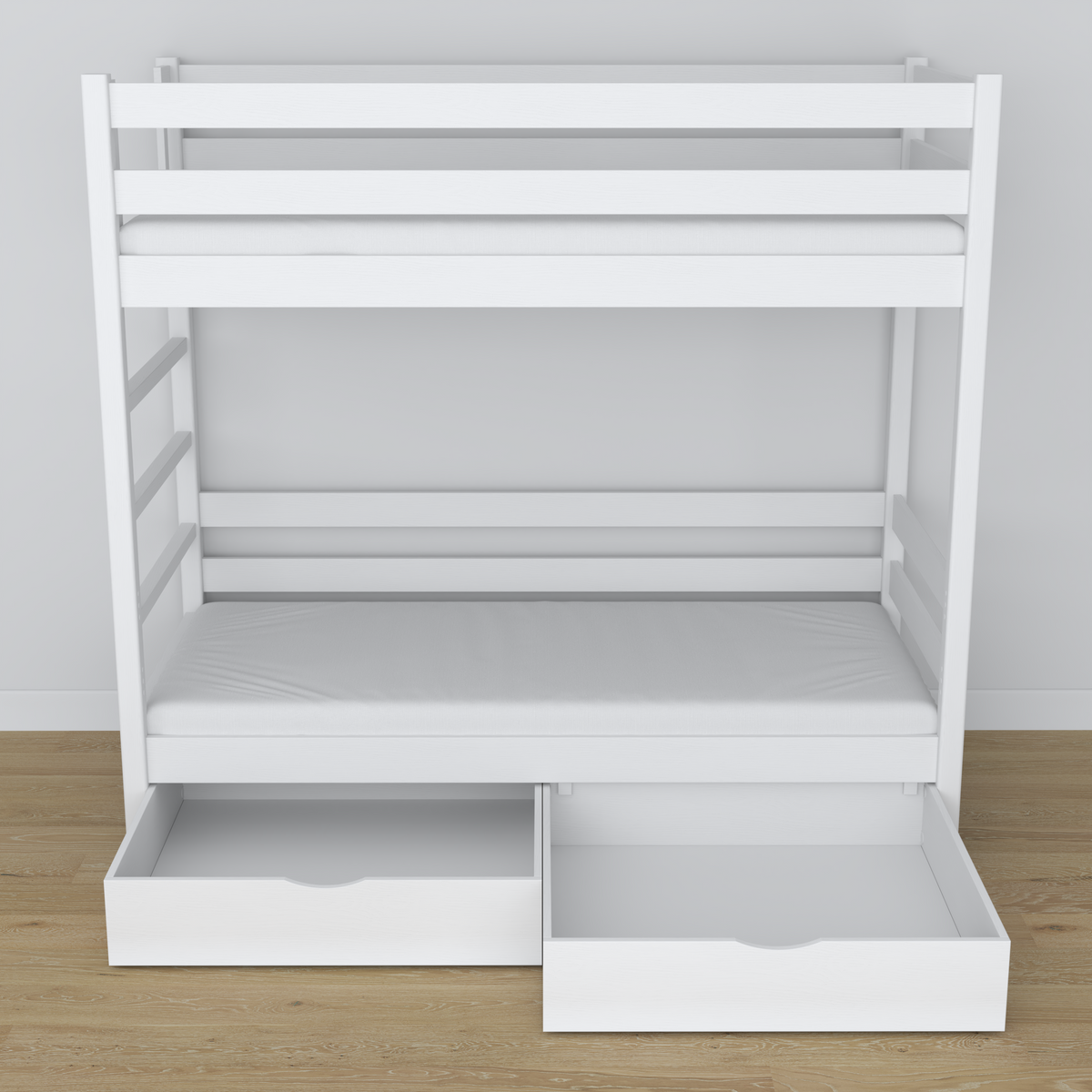 Lit superposé en bois blanc z tiroir – dimensions et schéma, Nizio