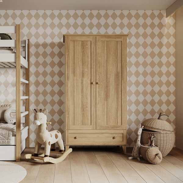 Oak wardrobe 2D1S Scandi oak natural