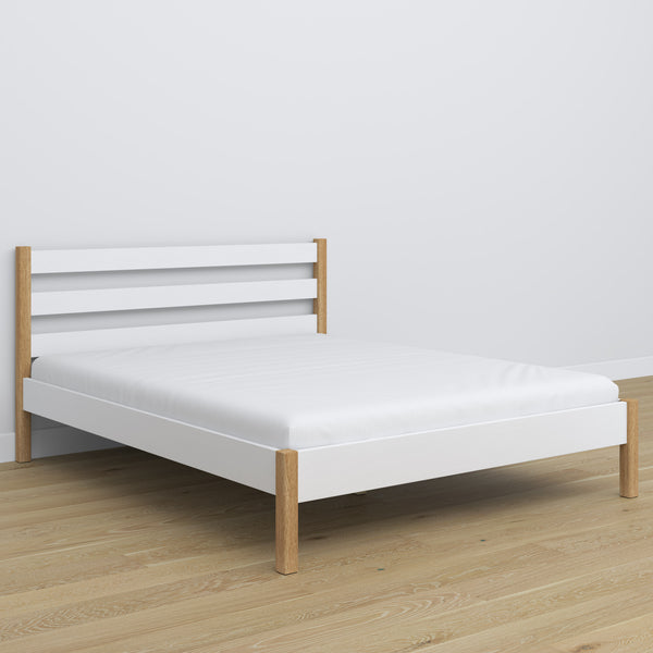 Wooden double bed N01 white / oak