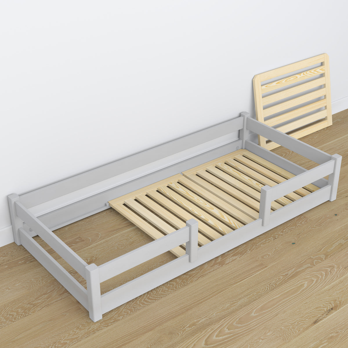 Lit bas gris en bois – dimensions et schéma, Nizio