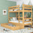 Natural Pine Wooden Bunk Bed – Open Drawer, Spacious Storage Under the Bed