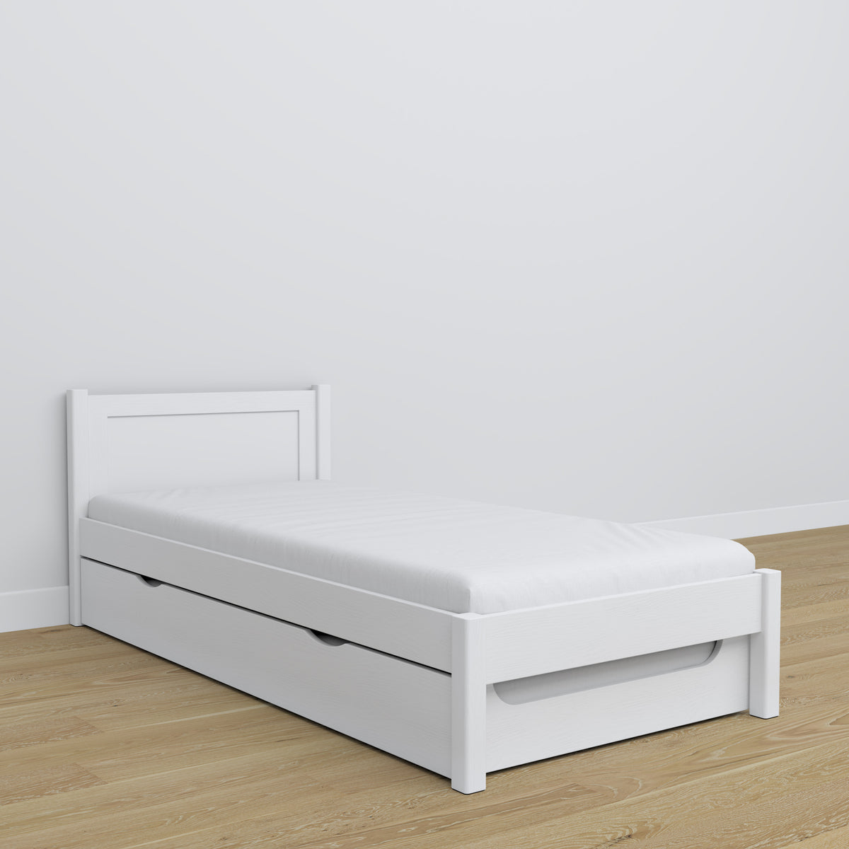 Lit avec tiroir pour matelas en bois blanc – décoration de chambre d'enfant
