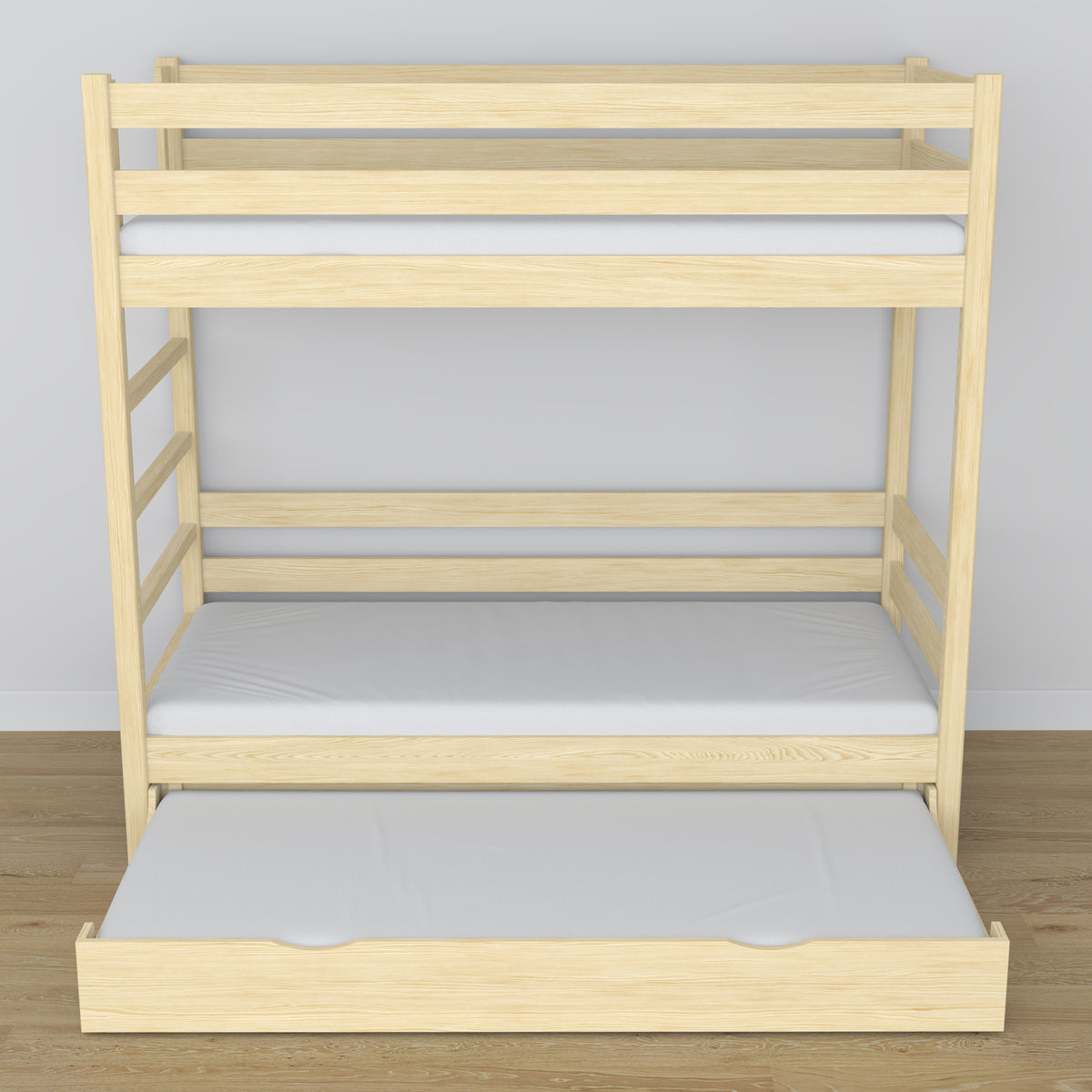 Lit superposé en bois pin incolore – dimensions et schéma z tiroir na matelas