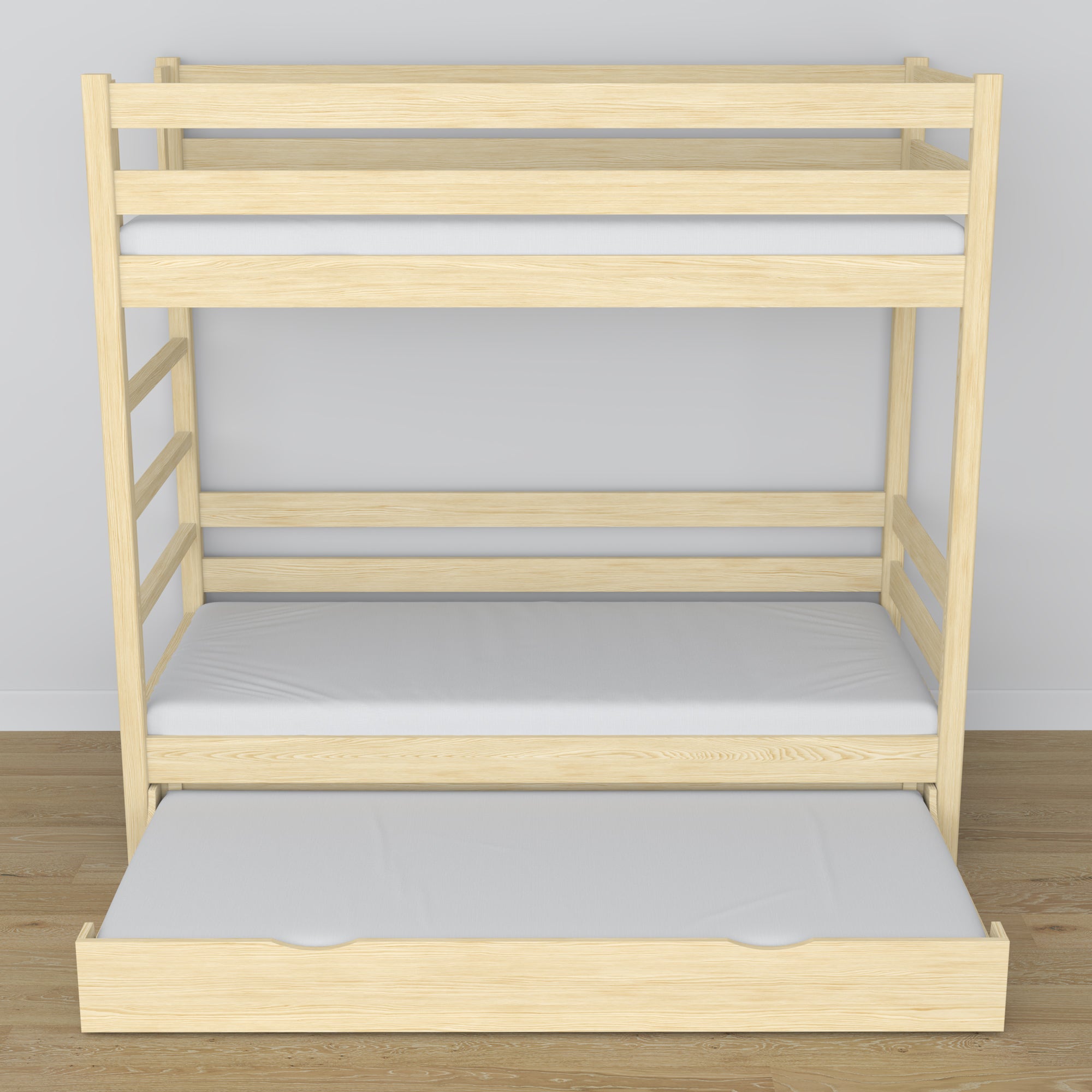 Lit superposé en bois pin incolore – dimensions et schéma z tiroir na matelas