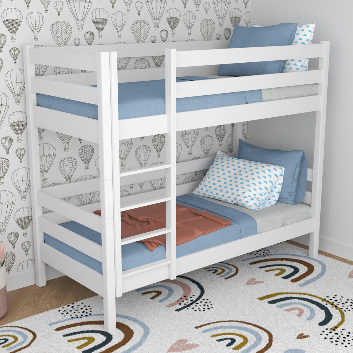 White bunk bed N01 – rounded edges, safe finish