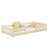 Niedriges Holzbett Kiefer farblos – Schlafzimmer, Massivholz, skandinavischer Stil Nizio