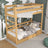 Natural Pine Wooden Bunk Bed – Open Drawer, Spacious Storage Under the Bed