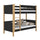 Drewniane łóżko piętrowe N02 czarno dębowy – widok ogólny, lite drewno