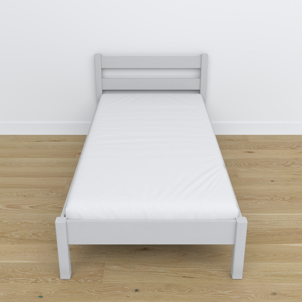 Bett Aschgrau aus Holz – Maße und Schema, Nizio Home