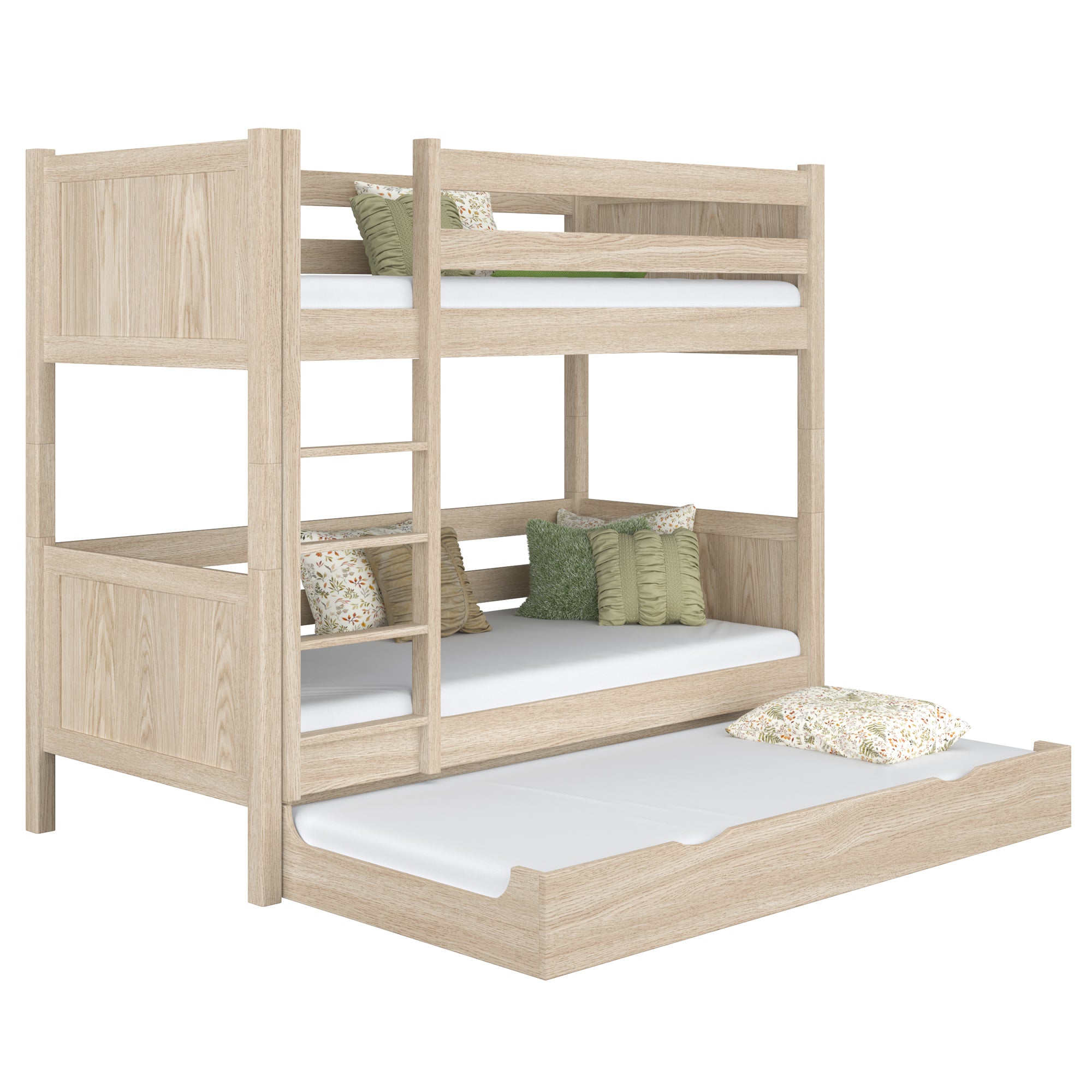 Letto a castello quercia sbiancata per bambini – cassetto per materasso, in quercia, Nizio