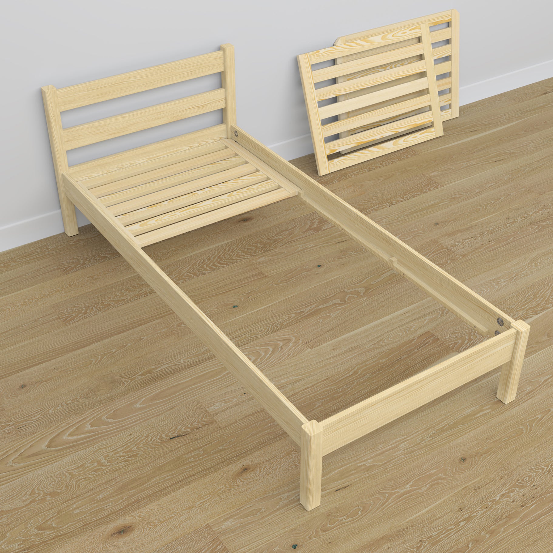 Letto con cassetto per materasso pino trasparente in legno – dimensioni, Nizio