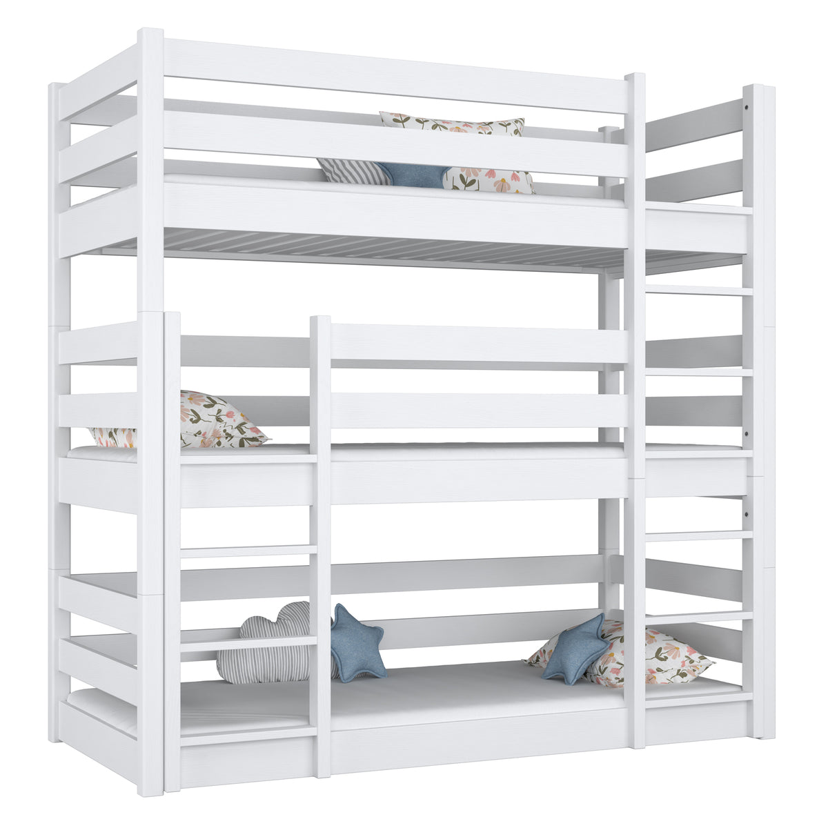lit superposé 3 niveaux N01 en bois dans la couleur sur commande RAL/NCS – bois massif, Nizio