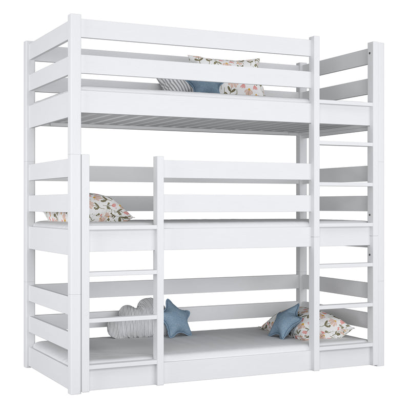 lit superposé 3 niveaux N01 en bois dans la couleur sur commande RAL/NCS – bois massif, Nizio