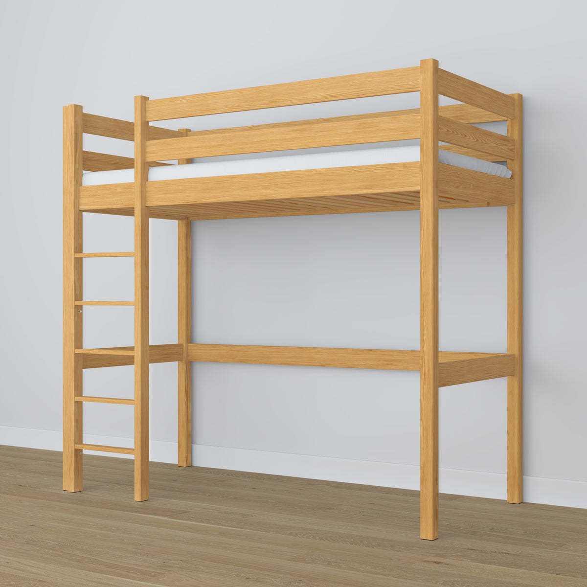 Letto a soppalco pino naturale in nella cameretta dei bambini – allestimento scandi, in legno