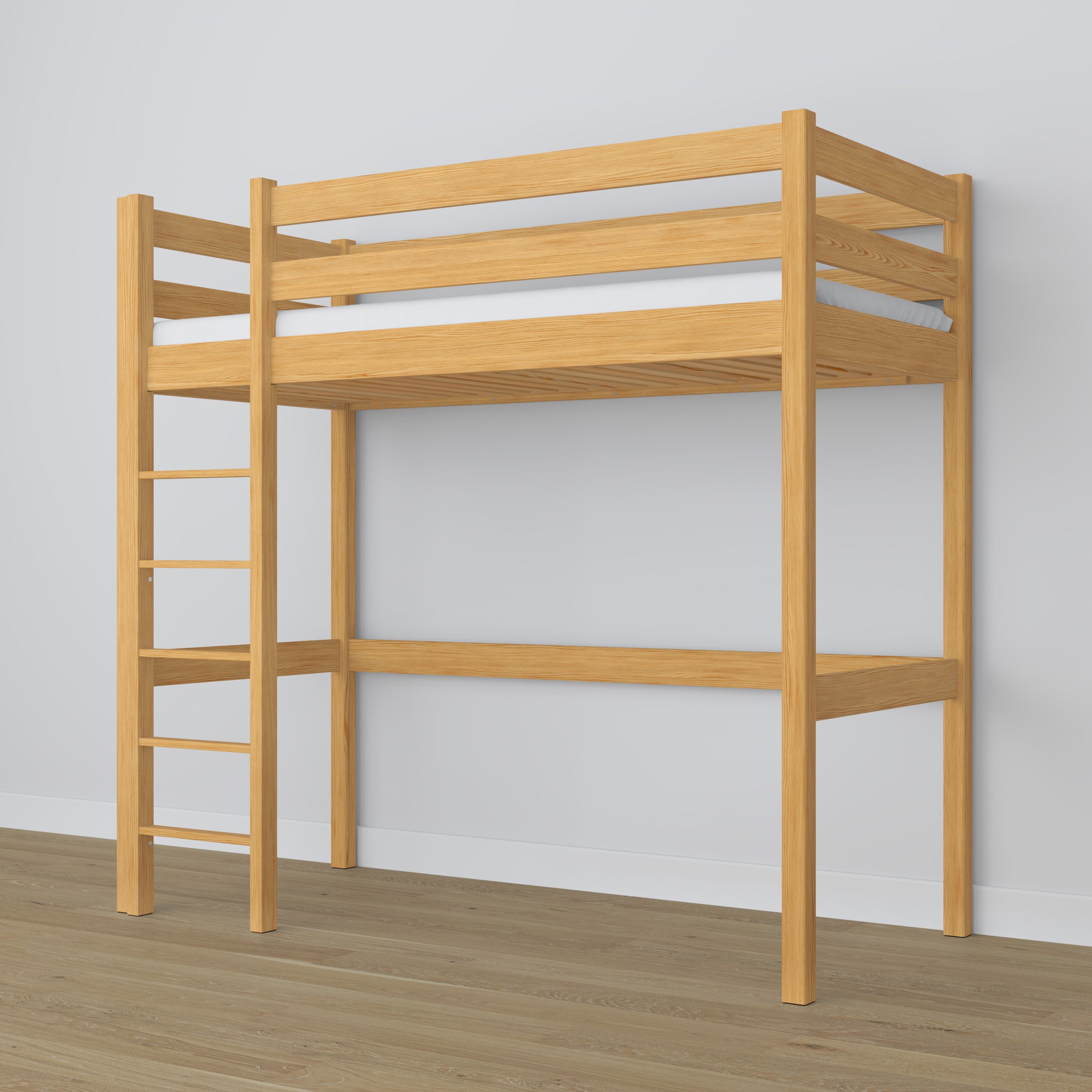 Letto a soppalco pino naturale in nella cameretta dei bambini – allestimento scandi, in legno