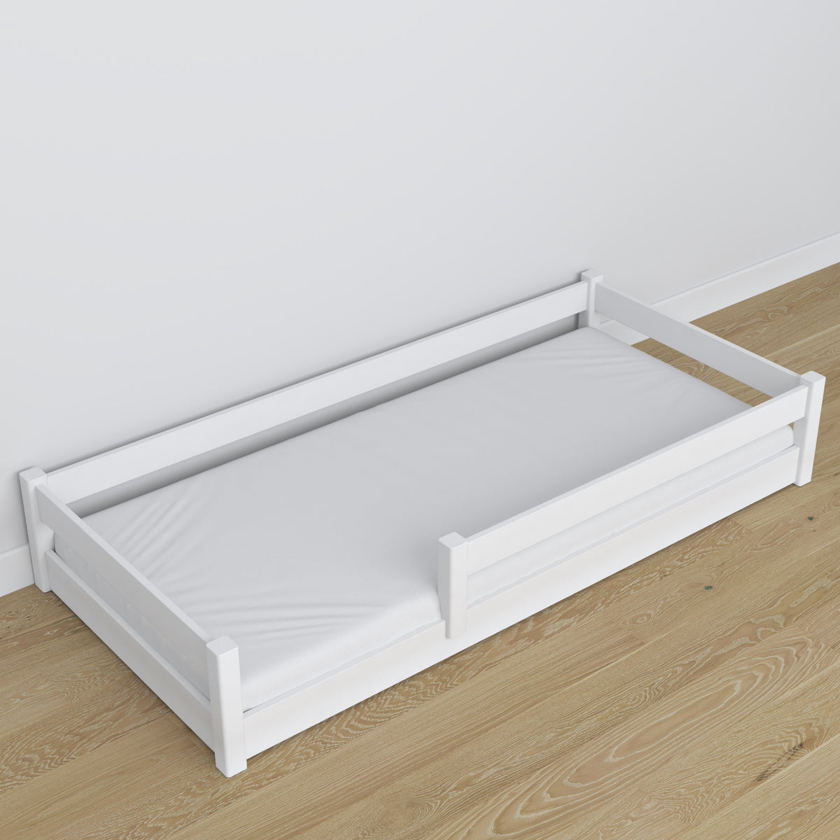 Wooden low bed N02 white