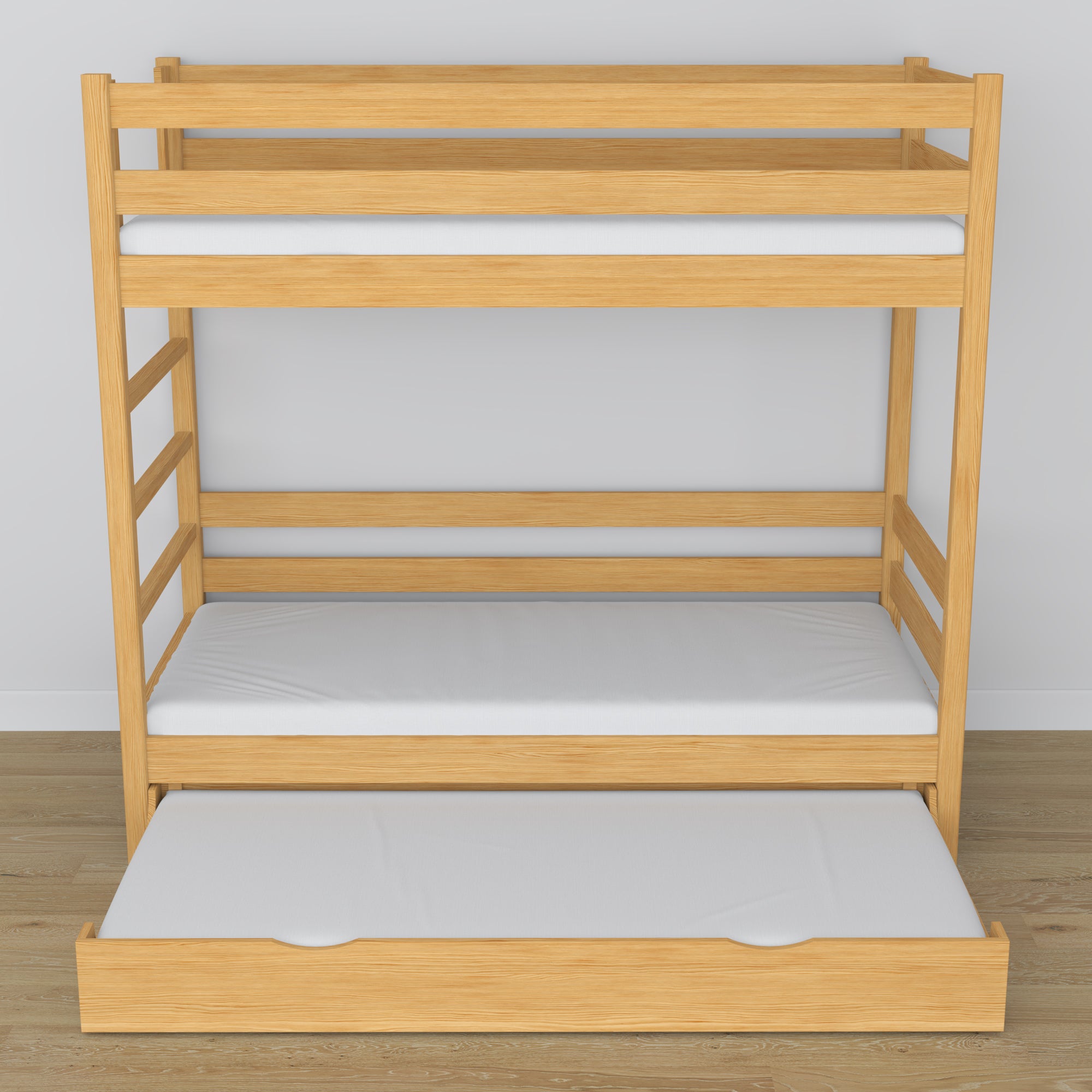 Letto a castello in legno pino naturale – dimensioni e schema con cassetto per materasso