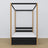 Black and Oak Canopy Bed – Open Drawer, Wooden, Nizio Home