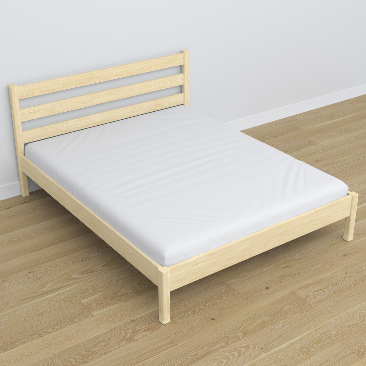 Lit double pin incolore w chambre – décoration avec literie, style scandinave