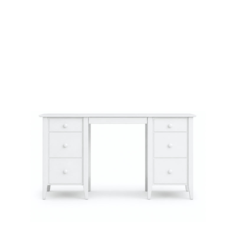 Scrivania con 6 cassetti in legno bianco – studio e stanza per ragazzi, scandi