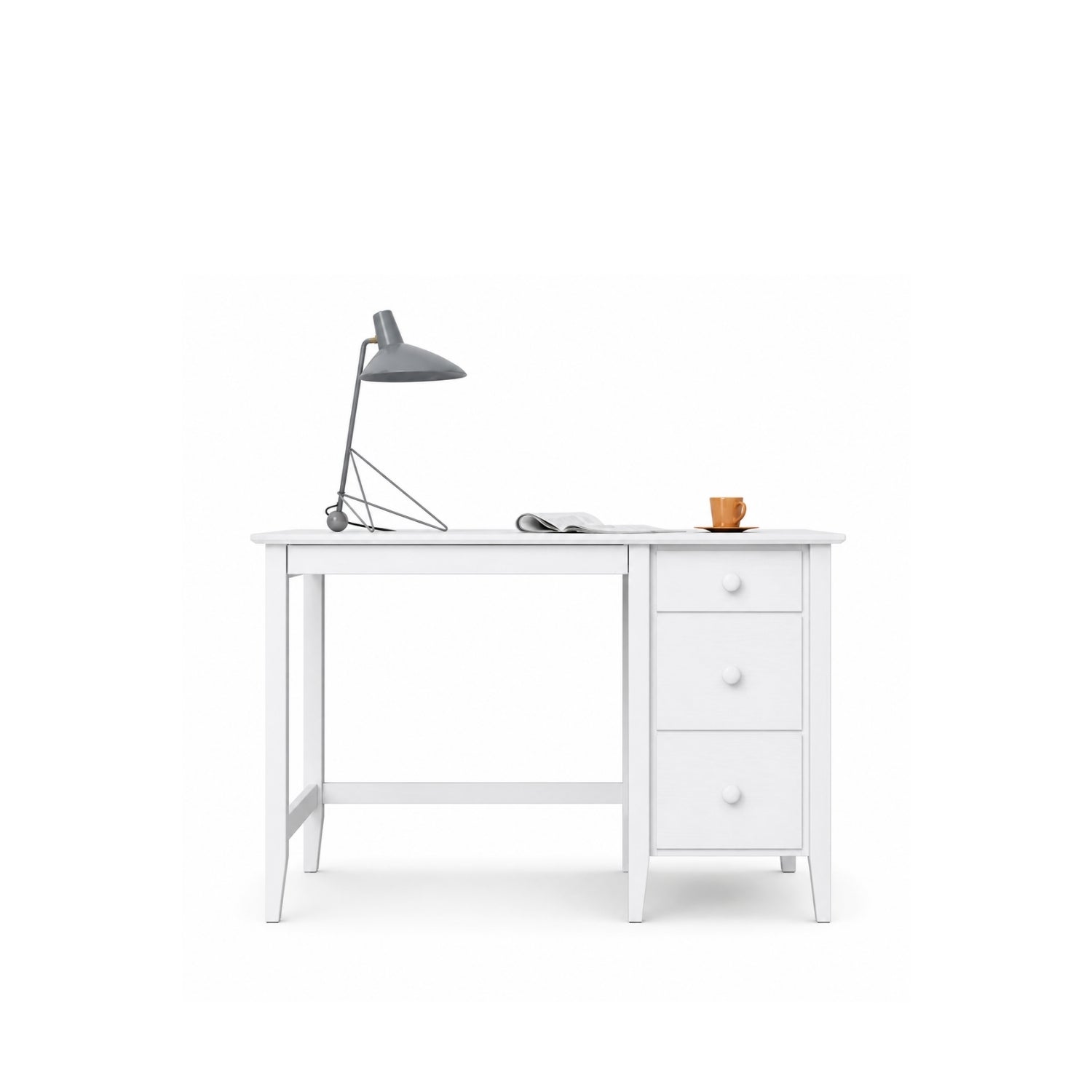 Scrivania con 3 cassetti in legno bianco – studio e stanza per ragazzi, scandi