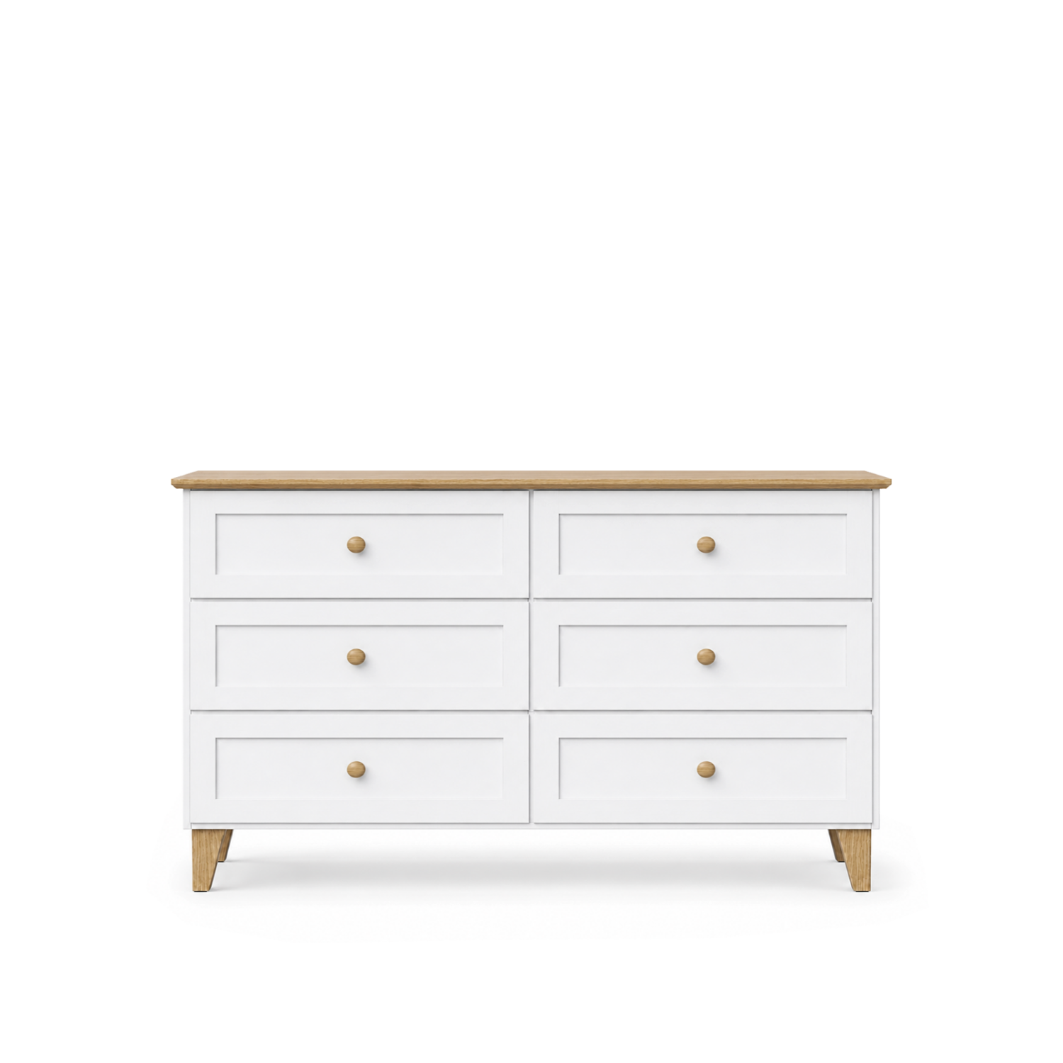 Wooden chest of drawers 6S 154 Scandi white / natural oak