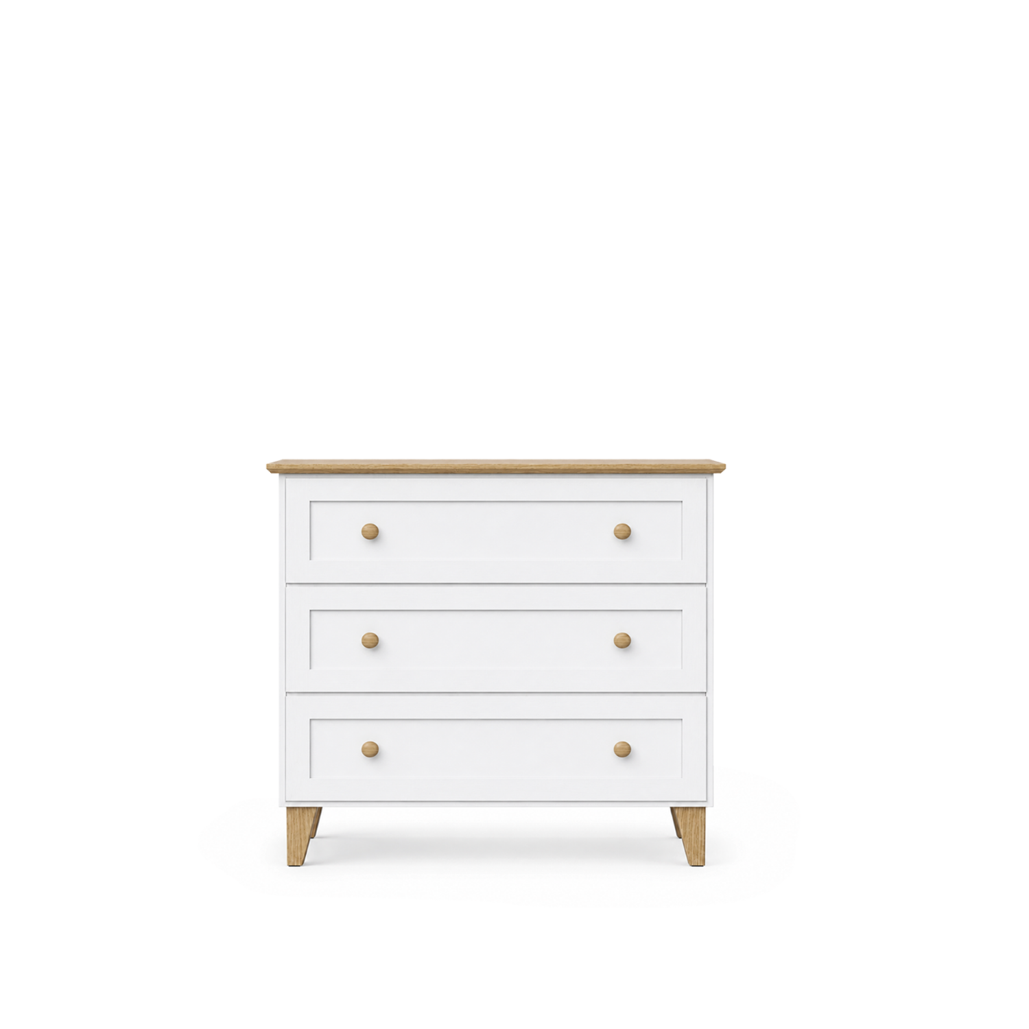 Cassettiera con 3 cassetti in legno bianco con quercia 105 cm – camera da letto, stile scandinavo