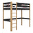 Letto a soppalco in legno nero-quercia – stanza per bambini, legno massello, stile scandi