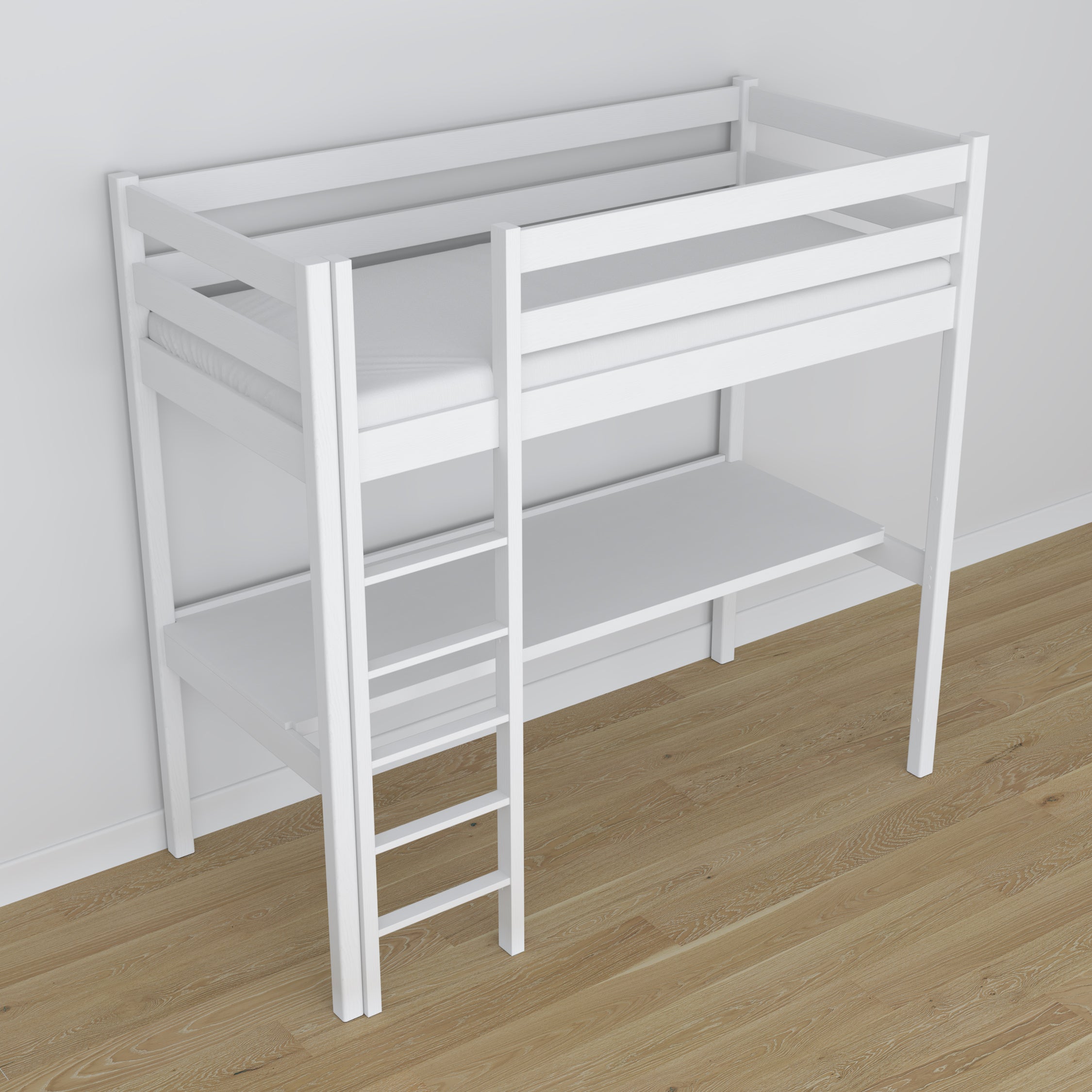 Letto a soppalco con scrivania bianco in legno – dimensioni, Nizio Home