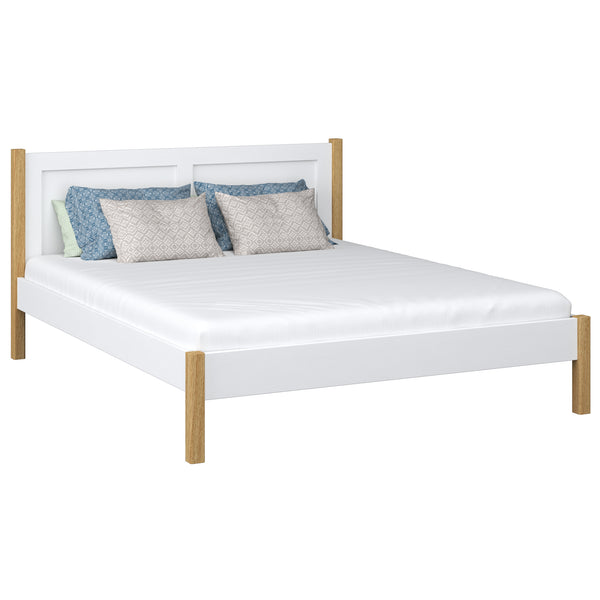 Wooden double bed N02 white / oak