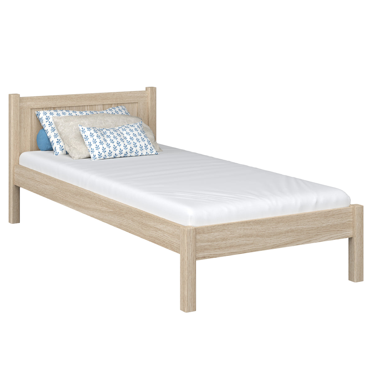 Single oak bed bleached oak – children’s room, solid wood, scandi style
