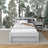 Letto grigio con cassetto per materasso – vista laterale, in legno, Nizio Home