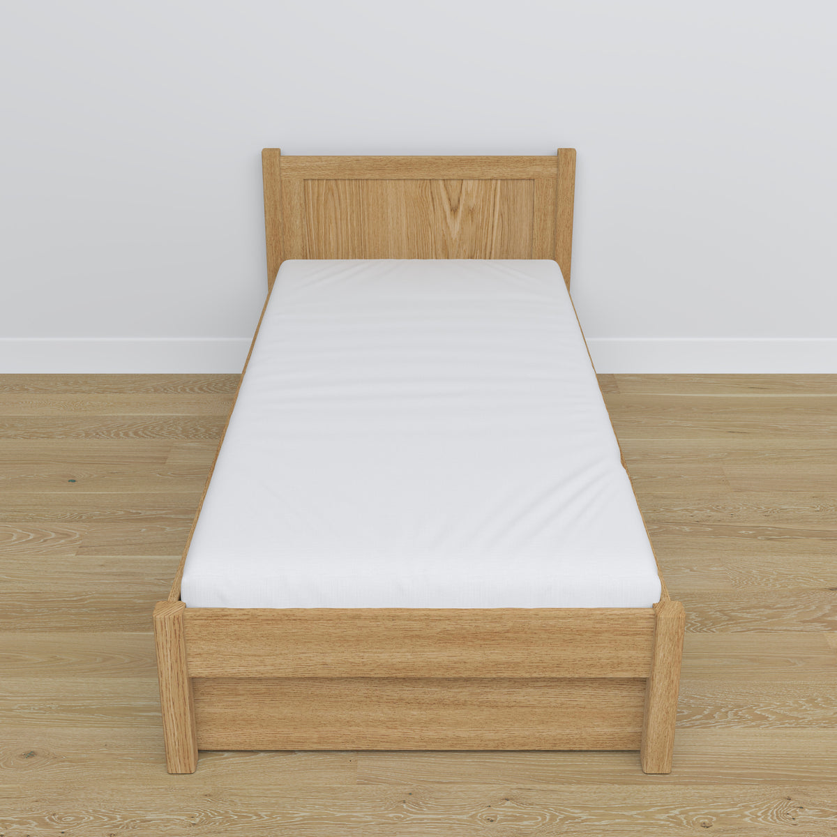 Natural Oak Bed with Drawer – Oak Runners and Details, Nizio