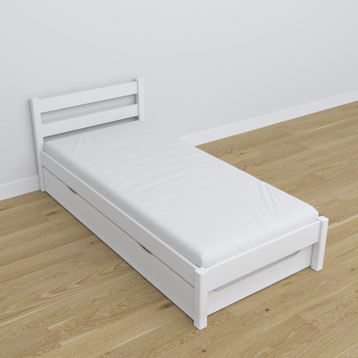 Letto con cassetto per materasso bianco in legno – dimensioni, Nizio