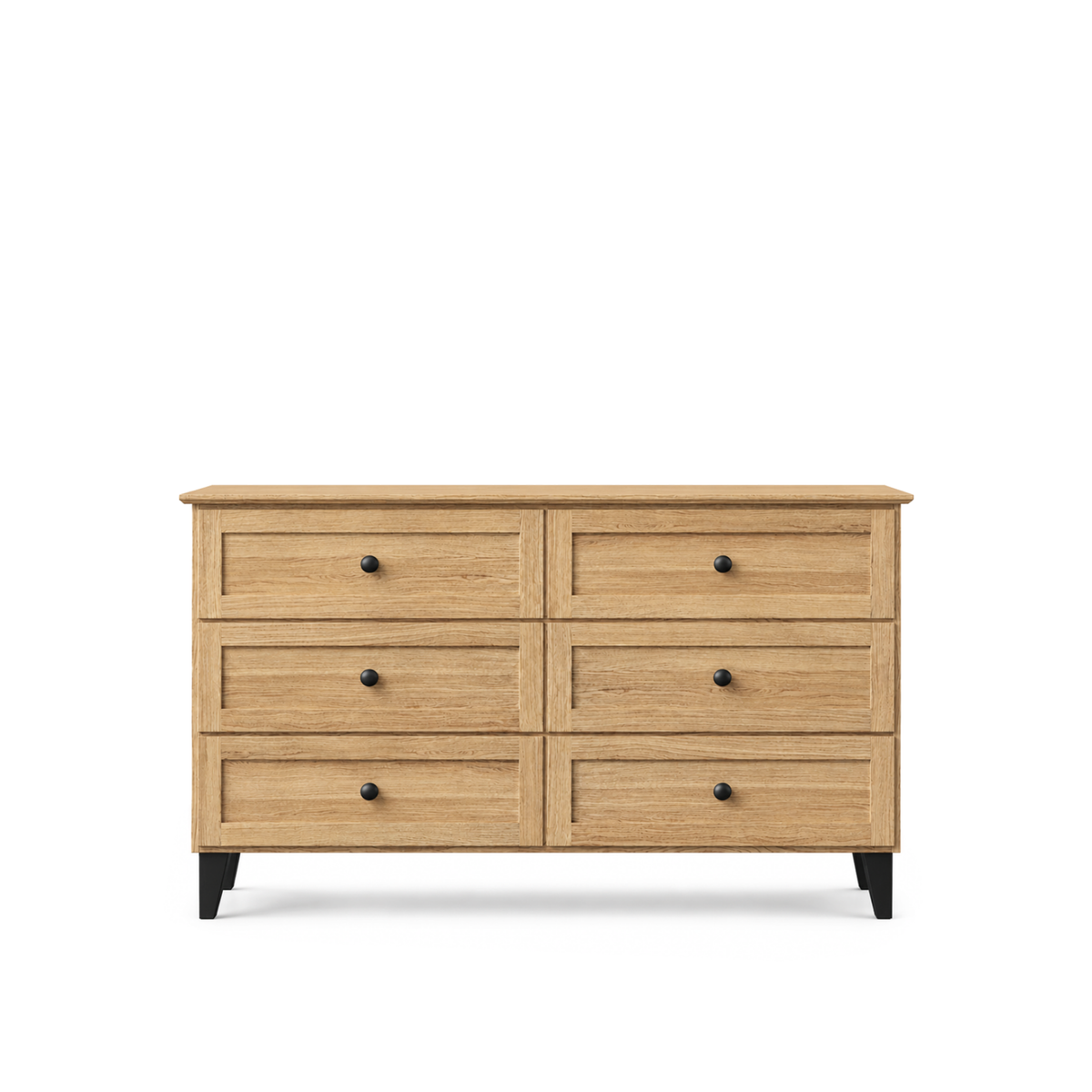 Cassettiera con 6 cassetti in rovere naturale con nero 154 cm – camera da letto, stile scandinavo