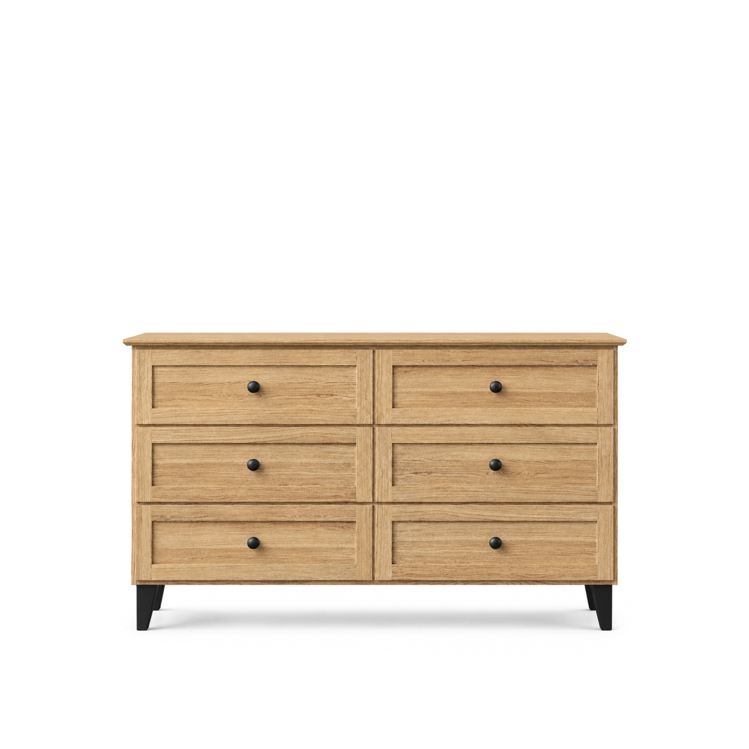 Cassettiera con 6 cassetti in rovere naturale con nero 154 cm – camera da letto, stile scandinavo
