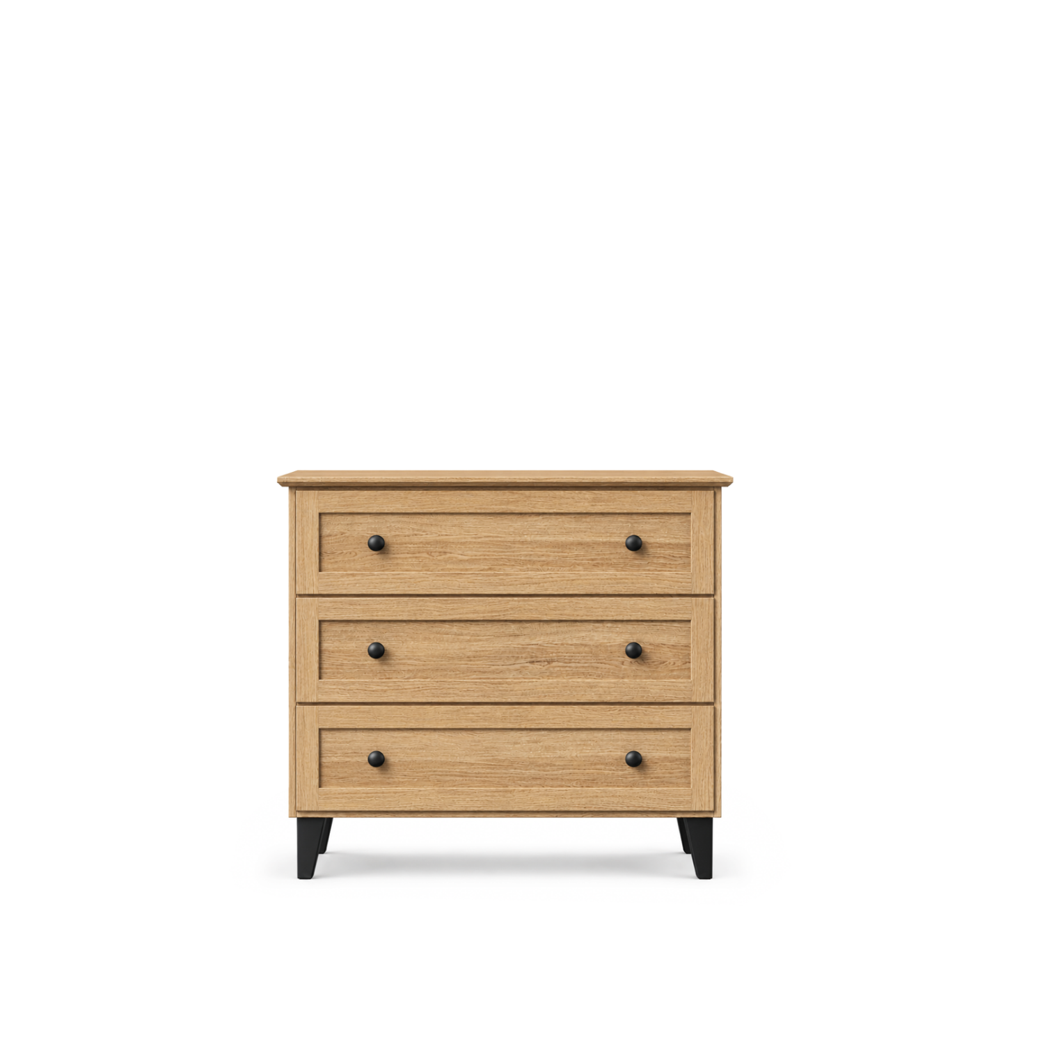 Cassettiera con 3 cassetti in rovere naturale con nero 105 cm – camera da letto, stile scandinavo