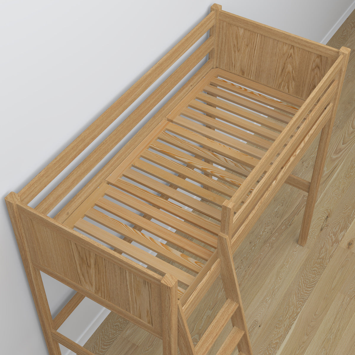 Natural Oak Loft Bed – Ladder and Joint Details, Nizio Home