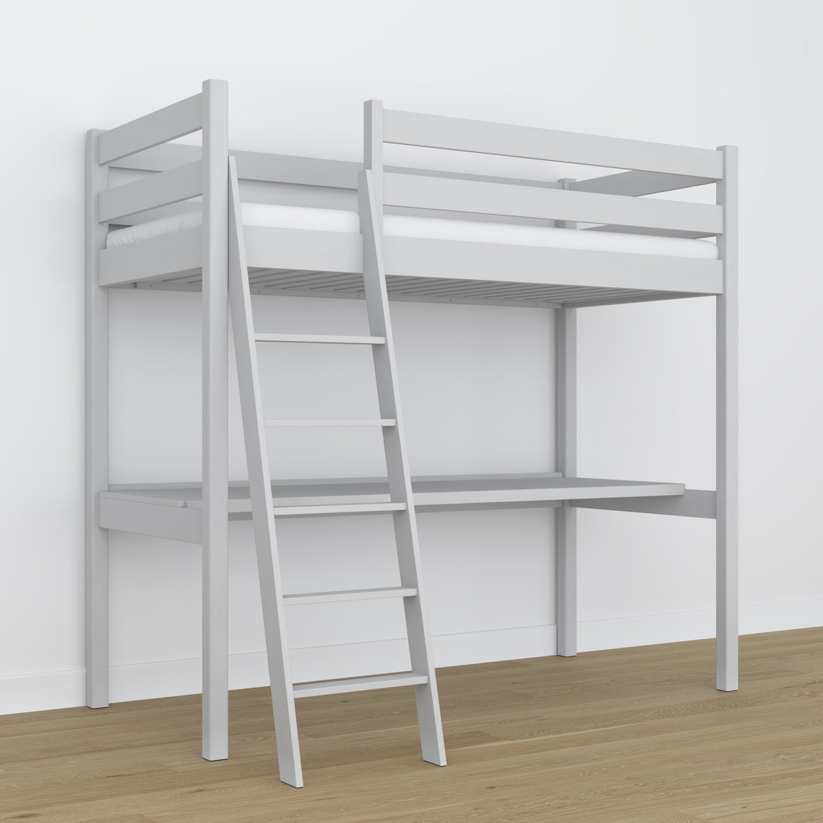 Letto a soppalco con scrivania grigio in legno – dimensioni, Nizio Home