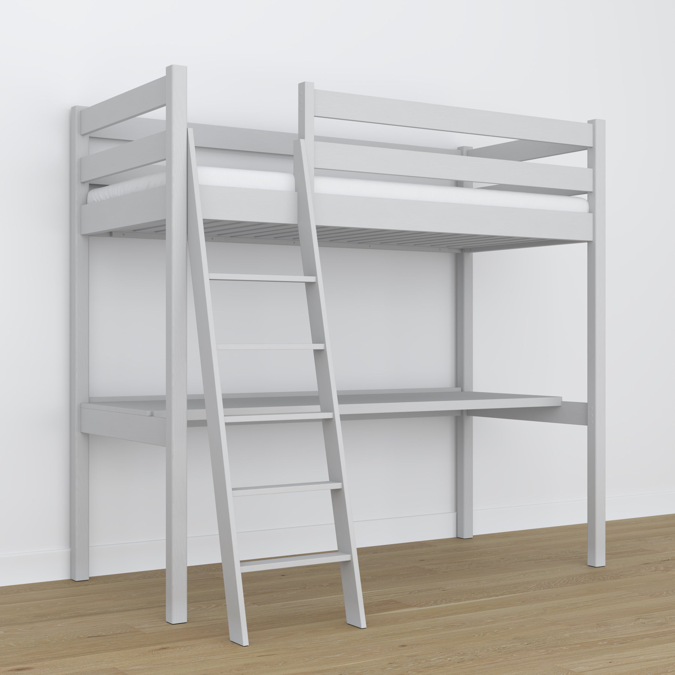 Letto a soppalco con scrivania grigio in legno – dimensioni, Nizio Home